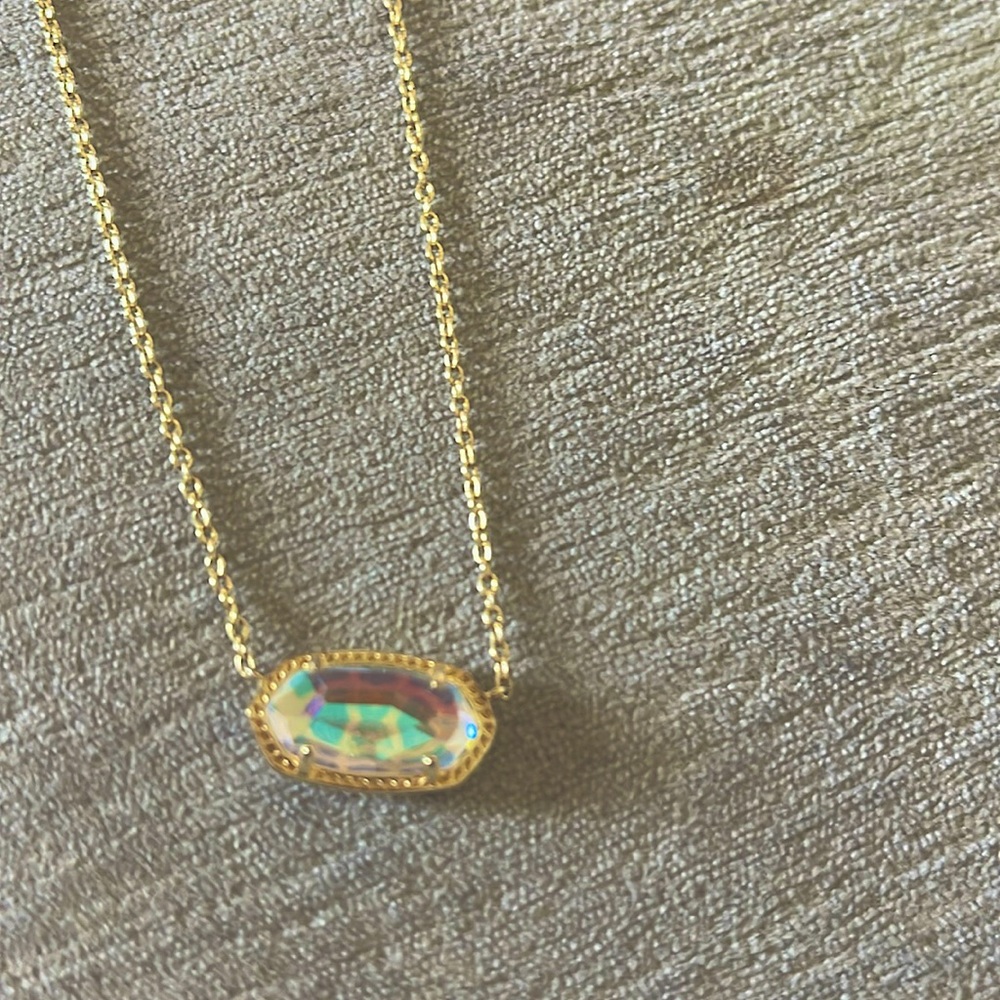 Kendra Scott Elisa Satellite white Kyocera Opal illusion necklace